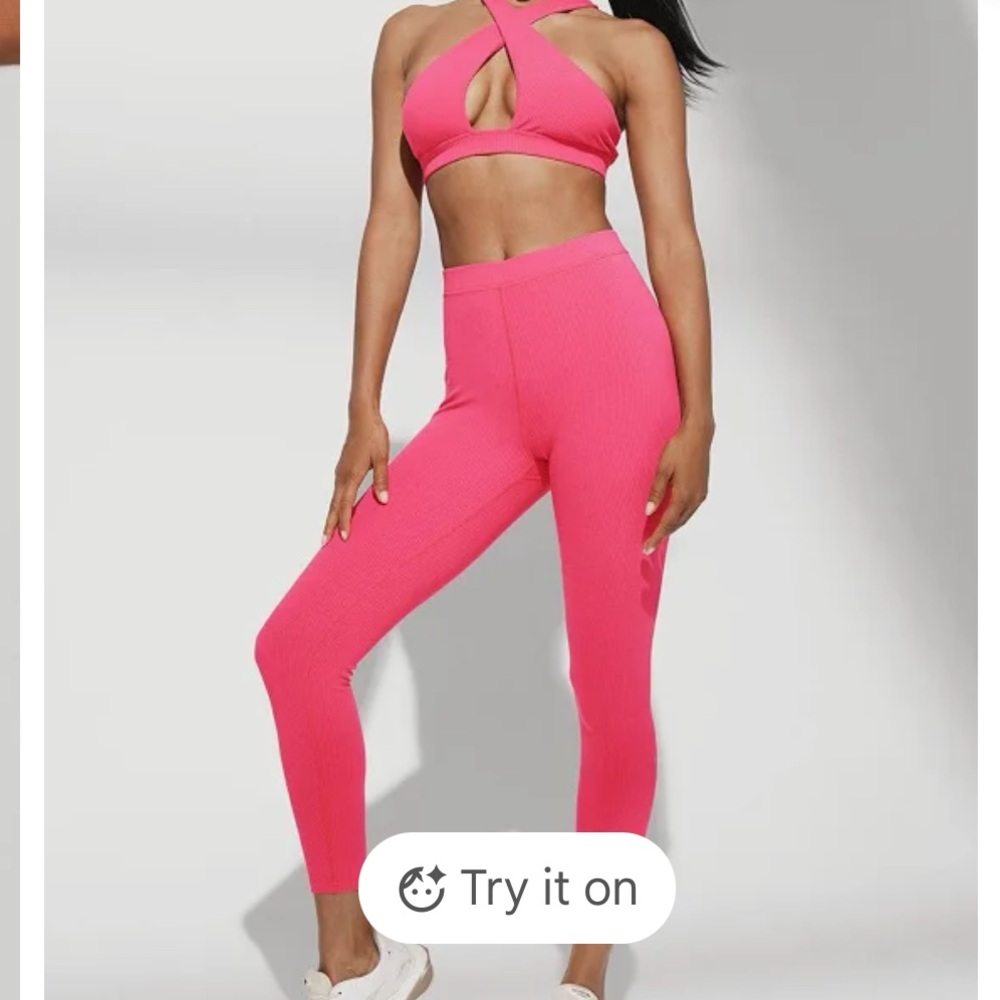 ALO Yoga Pink High-Rise Ribbed Leggings